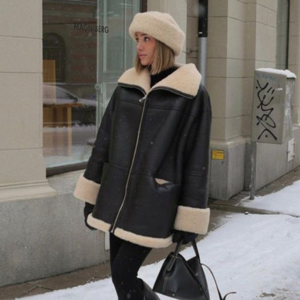 Giacca Oversize in Pelle Noélie